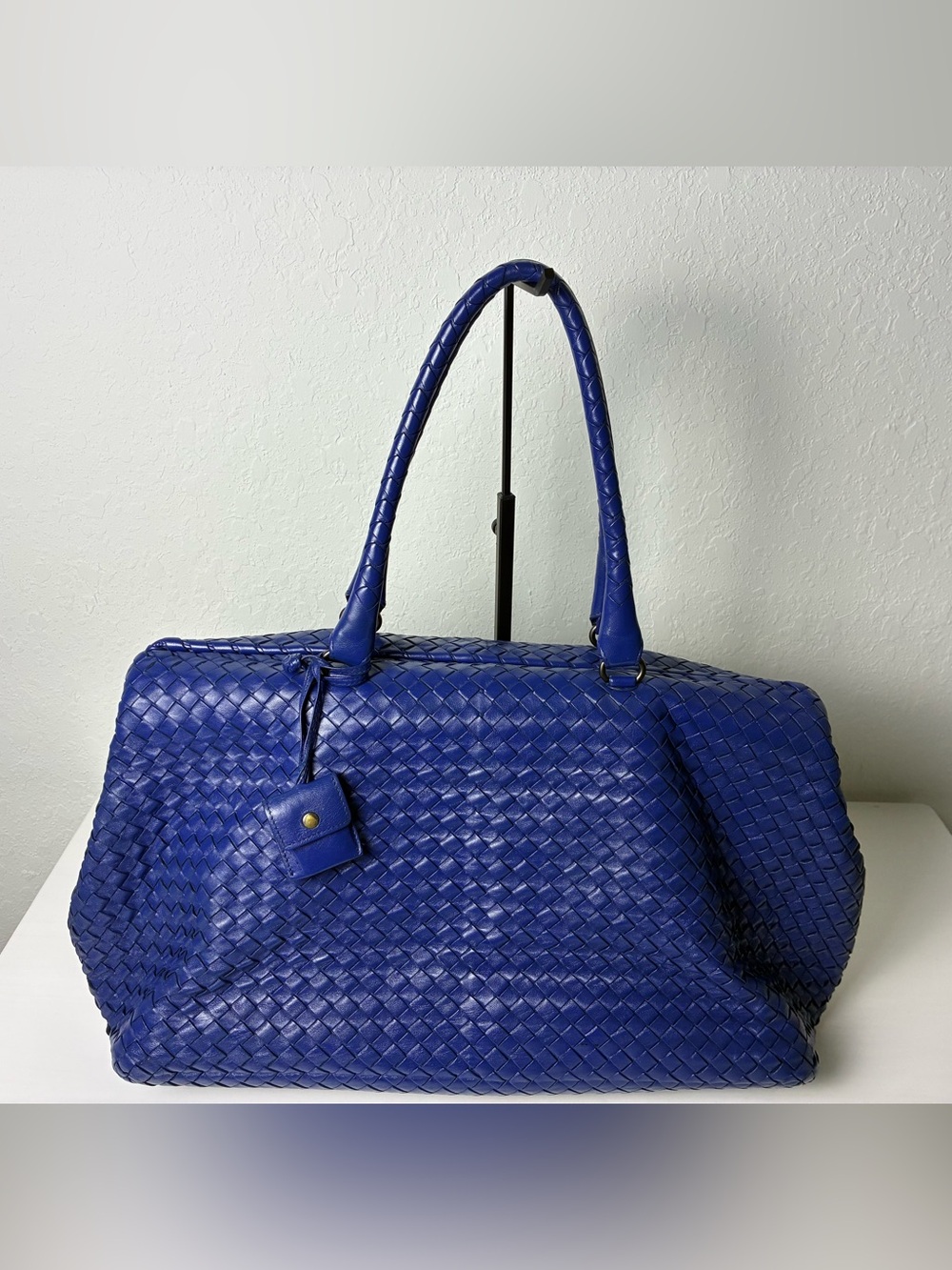 Bottega Veneta Royal Blue Intrecciato Woven Leather Tote